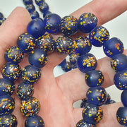 Vintage Trade Cobalt, Multi Color Candy Glass Beads | Full Strand | 13-14mm, Antique Style Necklace, Collectible