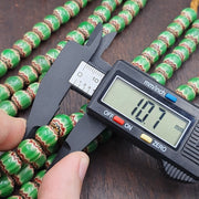 Green Chevron Venetian Glass Beads: African Trade Necklace (10-11mm)