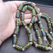 Vintage trade green beads beaded necklace