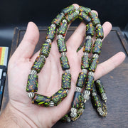 Vintage trade green beads beaded necklace