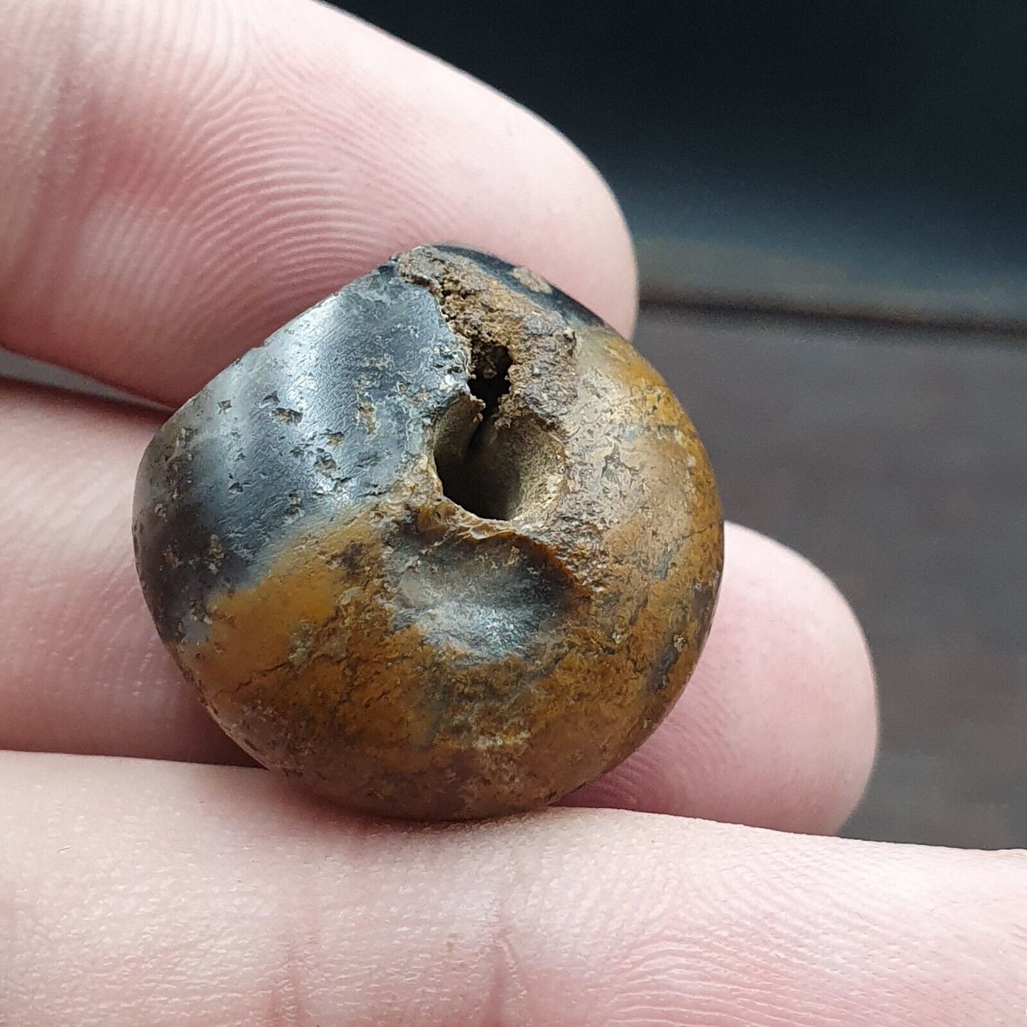Unidentified king face ancient agate stamp seal very rare bead.