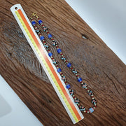 Vintage venetian style trade skunk blue chevron whiteheart beads strand