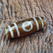 Tibetan old 2 eyes agate dzi bead unique pattern amulet pendant stb-14