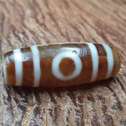 Tibetan old 2 eyes agate dzi bead unique pattern amulet pendant stb-14
