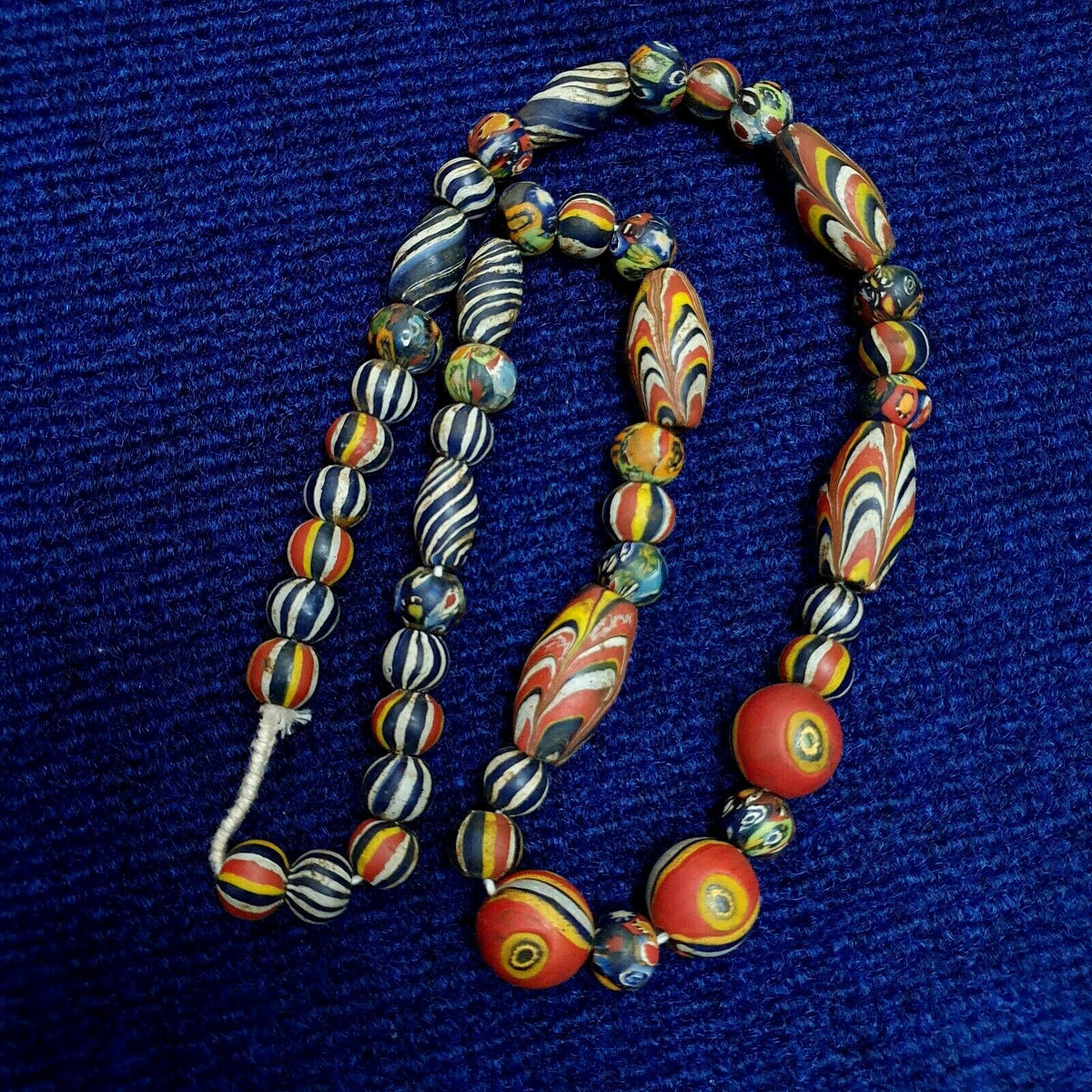 Antique roman style mosaic glass beads necklace.