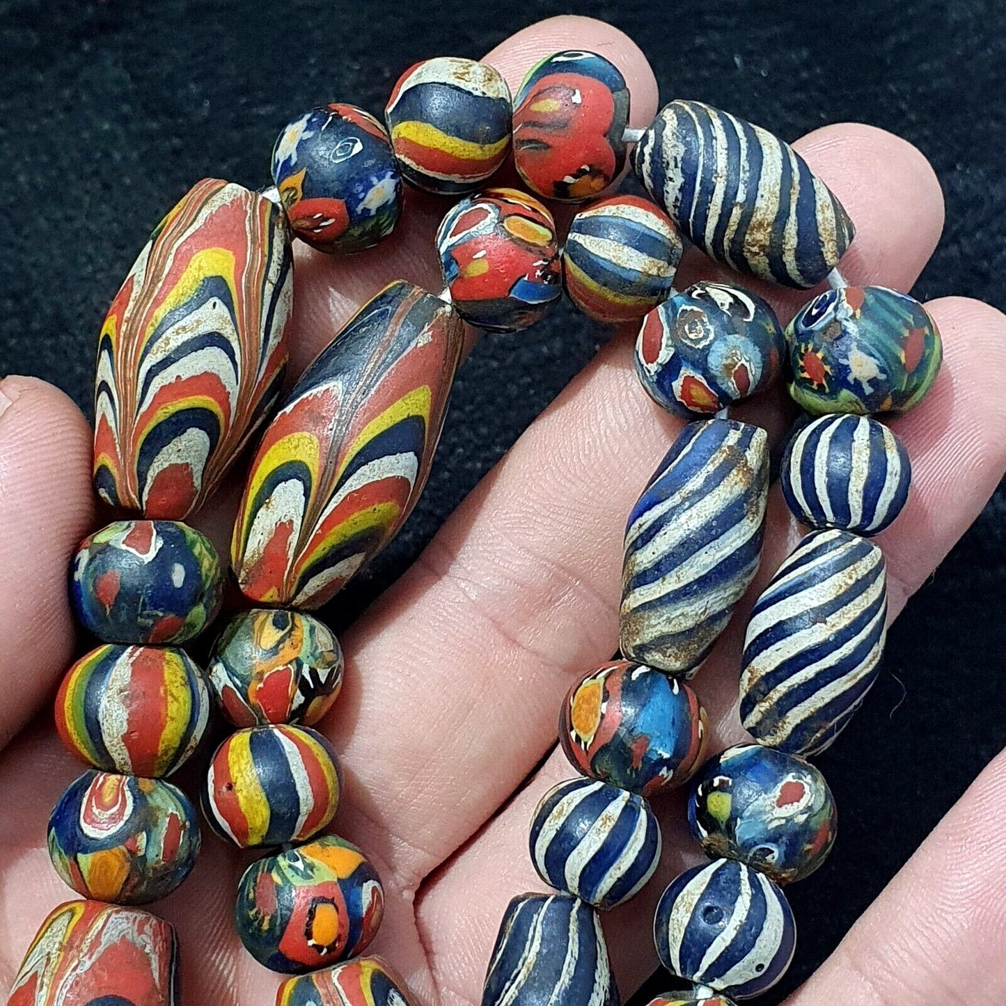 Antique roman style mosaic glass beads necklaceGift