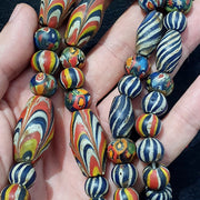 Antique roman style mosaic glass beads necklace.