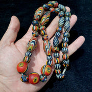 Antique roman style mosaic glass beads necklace.
