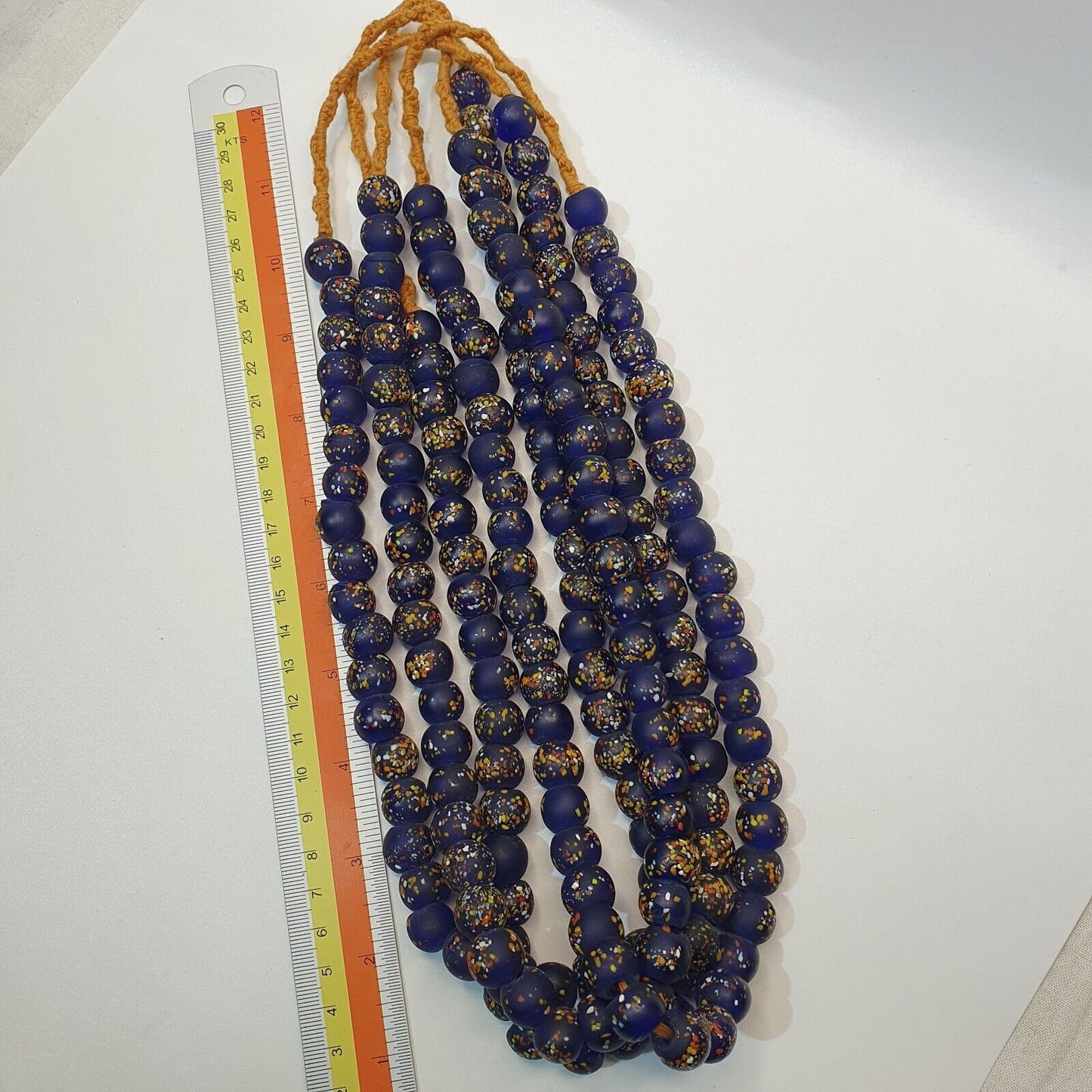 Vintage trade cobalt blue candy glass beads beaded necklace cnd-b1Gift