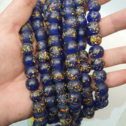 Vintage Trade Cobalt, Multi Color Candy Glass Beads | Full Strand | 13-14mm, Antique Style Necklace, Collectible