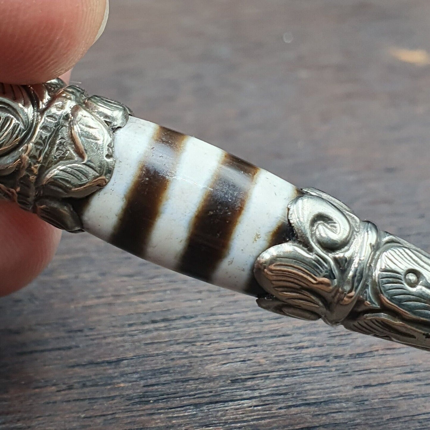 Rare 3 stripes tibetan nepalese agate bead dzi pendant necklace tbn-2l