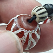 Antique Etched Agate Beads Necklace: Himalayan Indo Tibetan