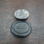 Antient antique babylonian intaglio agate bead, stamp seal