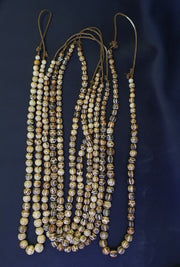 South asian burmese old pumtek petrified wood beads long strand 12-18mm
