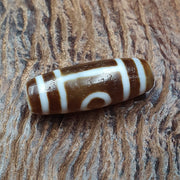 Tibetan old 2 eyes agate dzi bead unique pattern amulet pendant stb-14