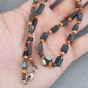 Antique roman era glass beads strand necklace #g2.