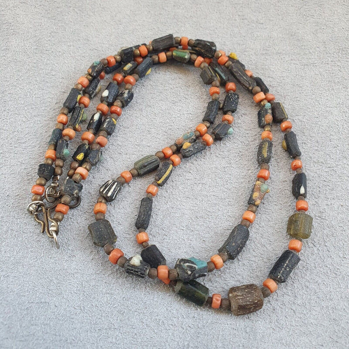 Lot 2 antique roman era glass beads strand necklace #g4Gift