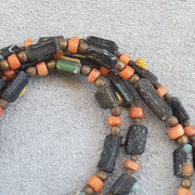 Lot 2 antique roman era glass beads strand necklace #g4.