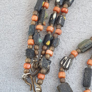 Lot 2 antique roman era glass beads strand necklace #g4.