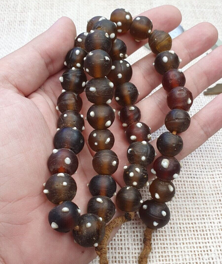 Vintage african trade beads skunk, venetian glass  beads necklace strandGift
