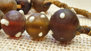 Vintage african trade beads skunk, venetian glass  beads necklace strand.