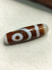 Antique old tibetan 2 circle eyes in eye agate stone dzi bead amulet ct-2