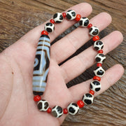Antique vintage old himalayan indo tibetan agate beads unique pattern bracelet