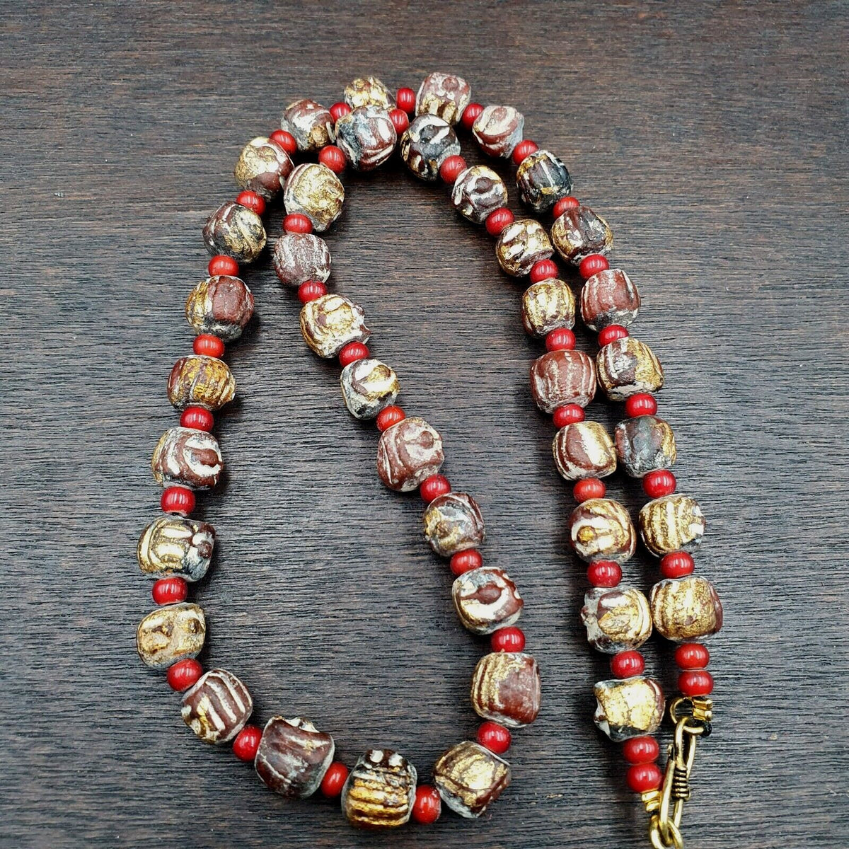 Antique vintage bodhi gold leafed beads tibetan burma buddhist power beads