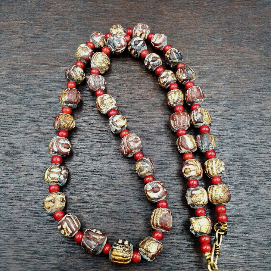 Antique vintage bodhi gold leafed beads tibetan burma buddhist power beads
