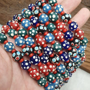 Venetian red whiteheart and venetian inspired multicolor skunk beads necklace