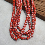 Vintage venetian style beads african red glass chevron beads long strand.