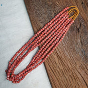Vintage venetian style beads african red glass chevron beads long strand.