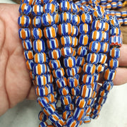 Vintage venetian style beads old african glass chevron beads long strand.