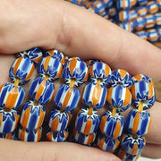 Vintage venetian style beads old african glass chevron beads long strand.