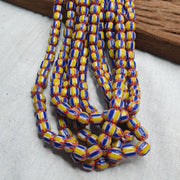 Vintage blue yellow chevron beads venetian african style beads 8mm