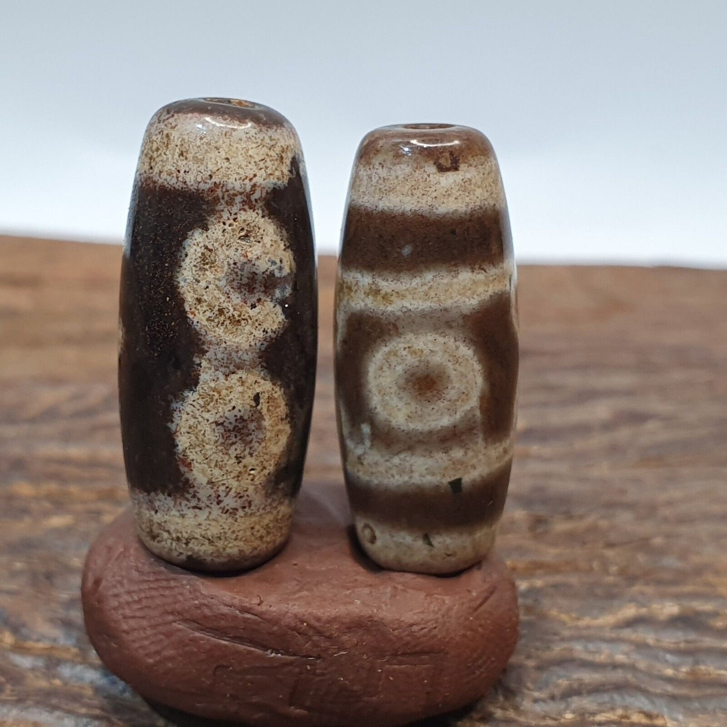 Lot 2 eye bead tibetan dzi bead old amulet agate tibet gzi pendant stb-6