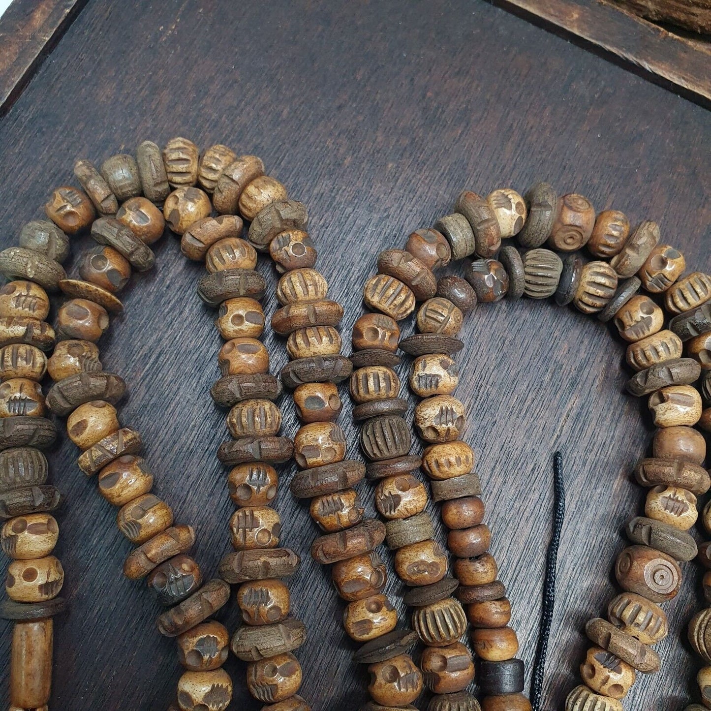 Vintage trade tibetan carving beads beaded necklace