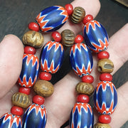 Vintage venetian style beads collection white heart, chevron beads necklace