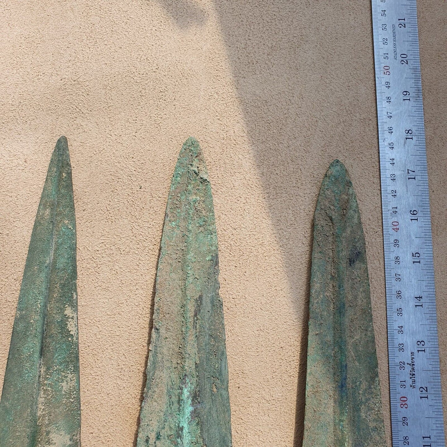 Lot 3 ancient greek era bronze sword with lunar & decorated handle #sw9