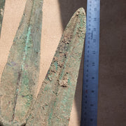 Lot 3 ancient greek era bronze sword with lunar & decorated handle #sw9