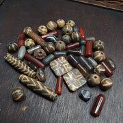 Lot asian pumtek and african yemeni agate beads lot-pmt