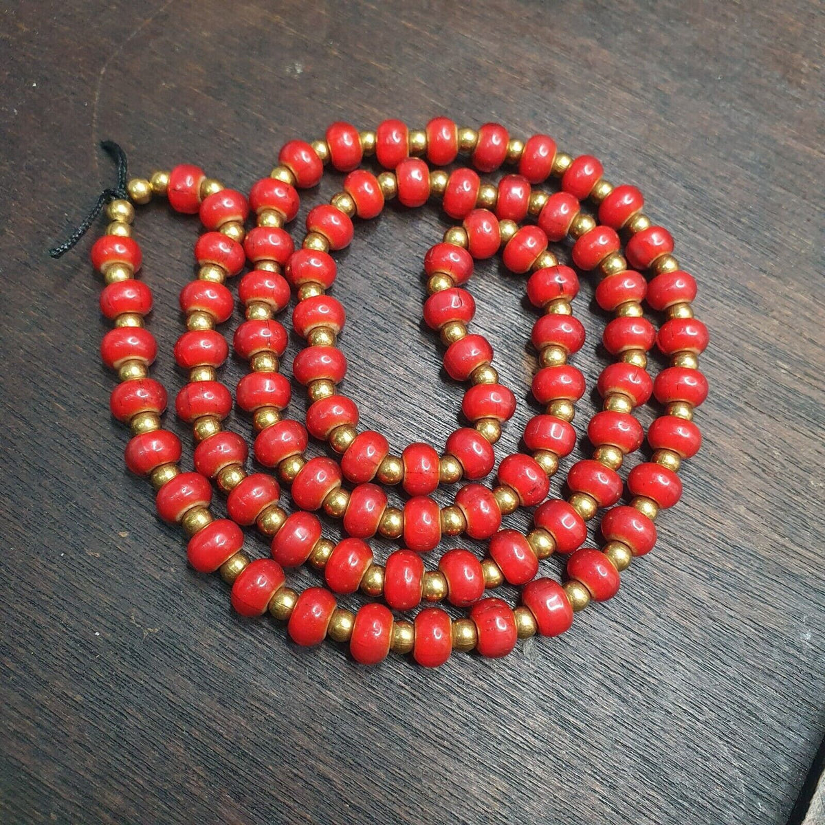 7mm Antique Venetian, White Heart Trade Beads | Glass Seed Necklace - Vintage African Strand