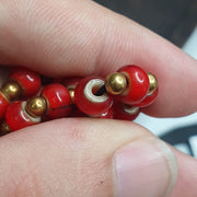 7mm Antique Venetian, White Heart Trade Beads | Glass Seed Necklace - Vintage African Strand