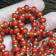 7mm Antique Venetian, White Heart Trade Beads | Glass Seed Necklace - Vintage African Strand