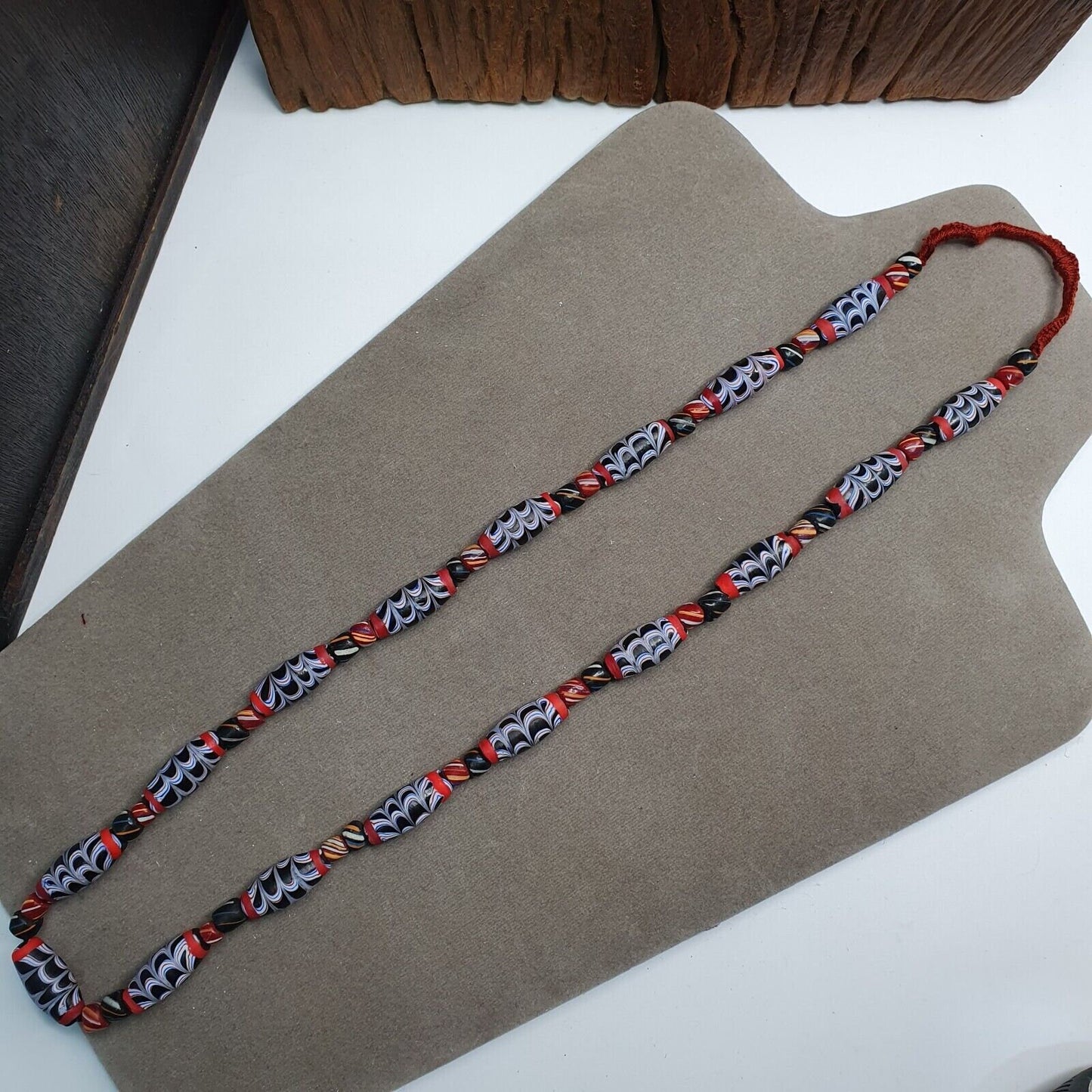 Venetian inspired millefiori black fancy feather glass beadsGift