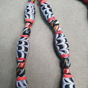 Venetian inspired millefiori black fancy feather glass beads.