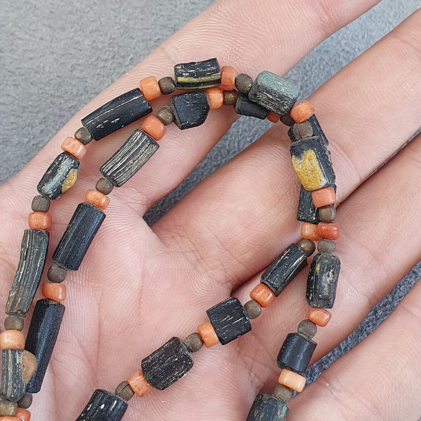 Antique roman era glass beads strand necklace #g2Gift
