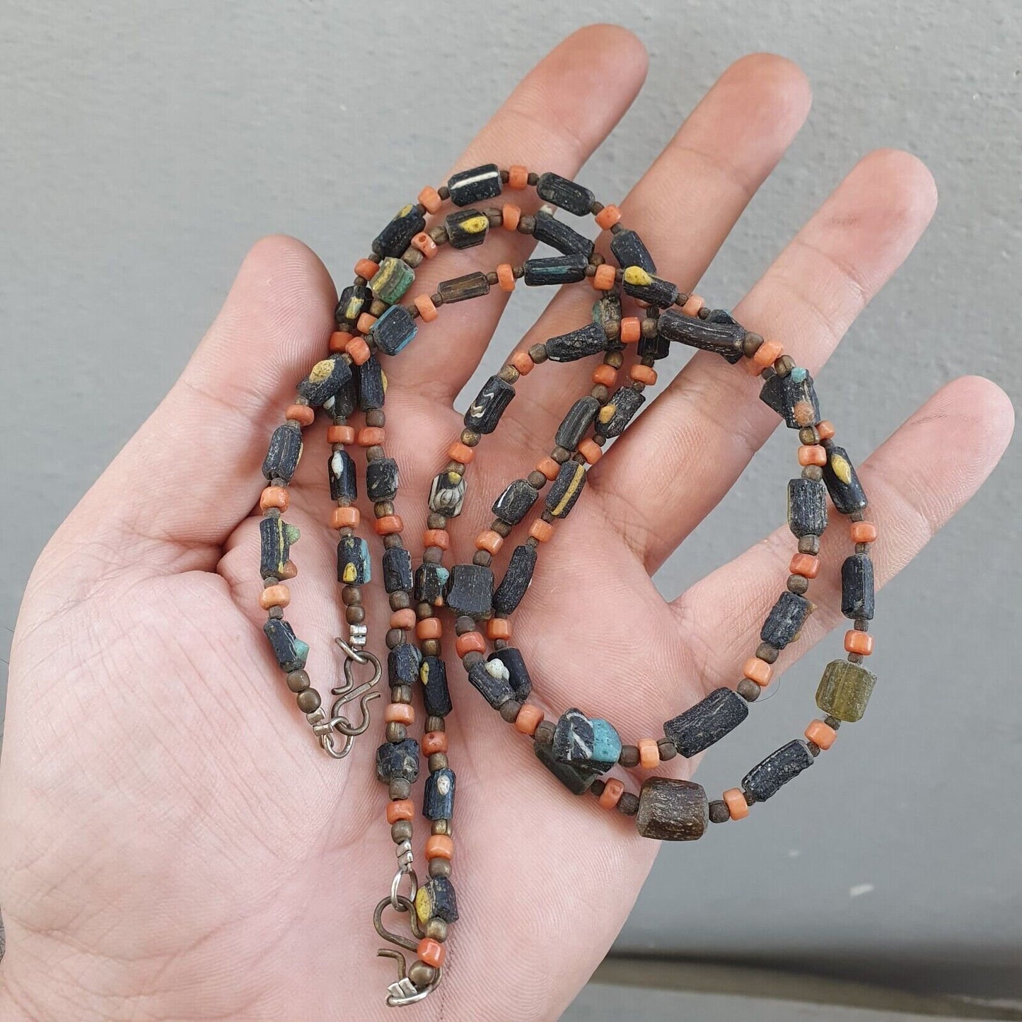 Lot 2 antique roman era glass beads strand necklace #g4Gift