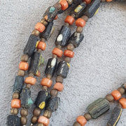 Lot 2 antique roman era glass beads strand necklace #g4.