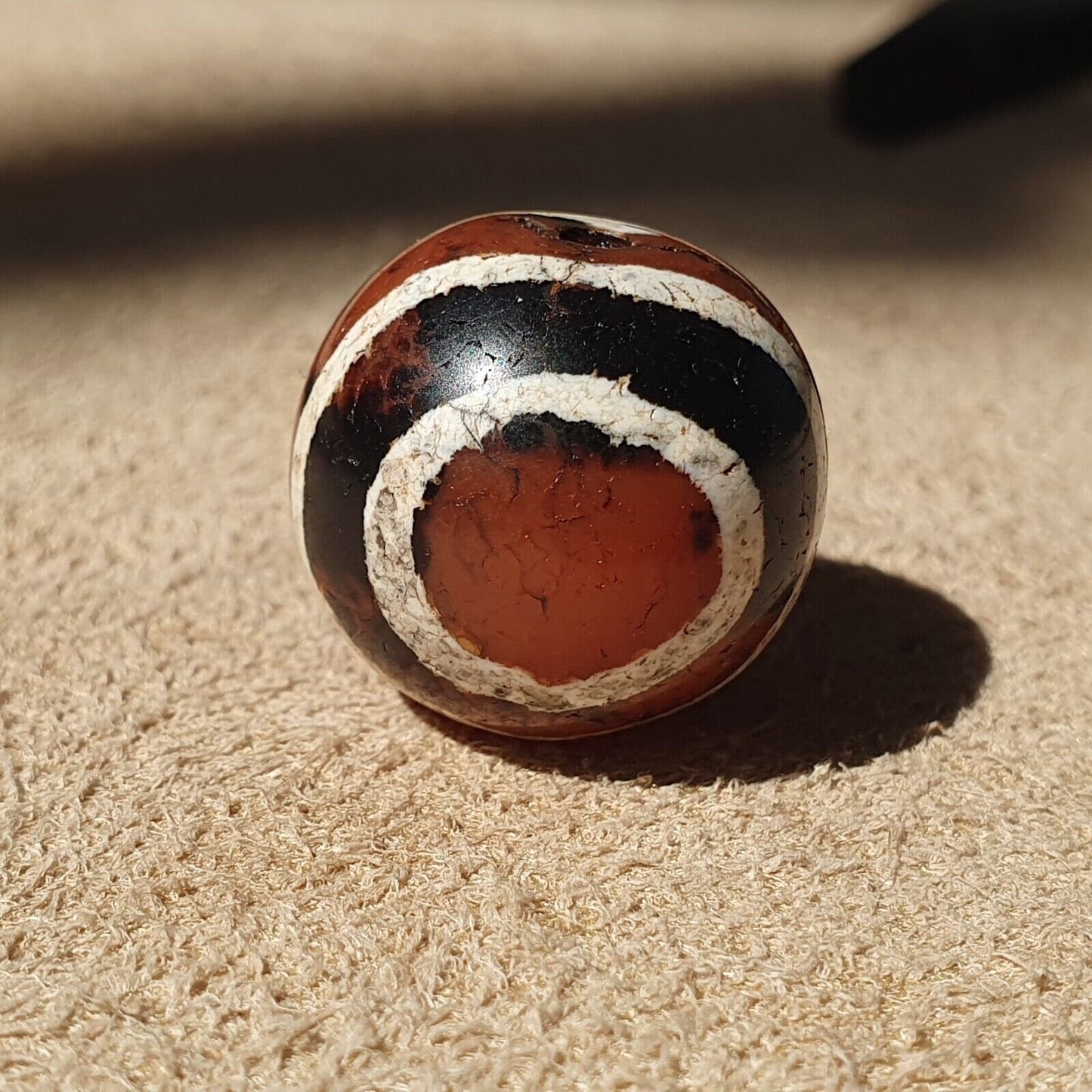 Antique himalayan indo tibetan etched agate bead 17.8x16.9mm shdk-4